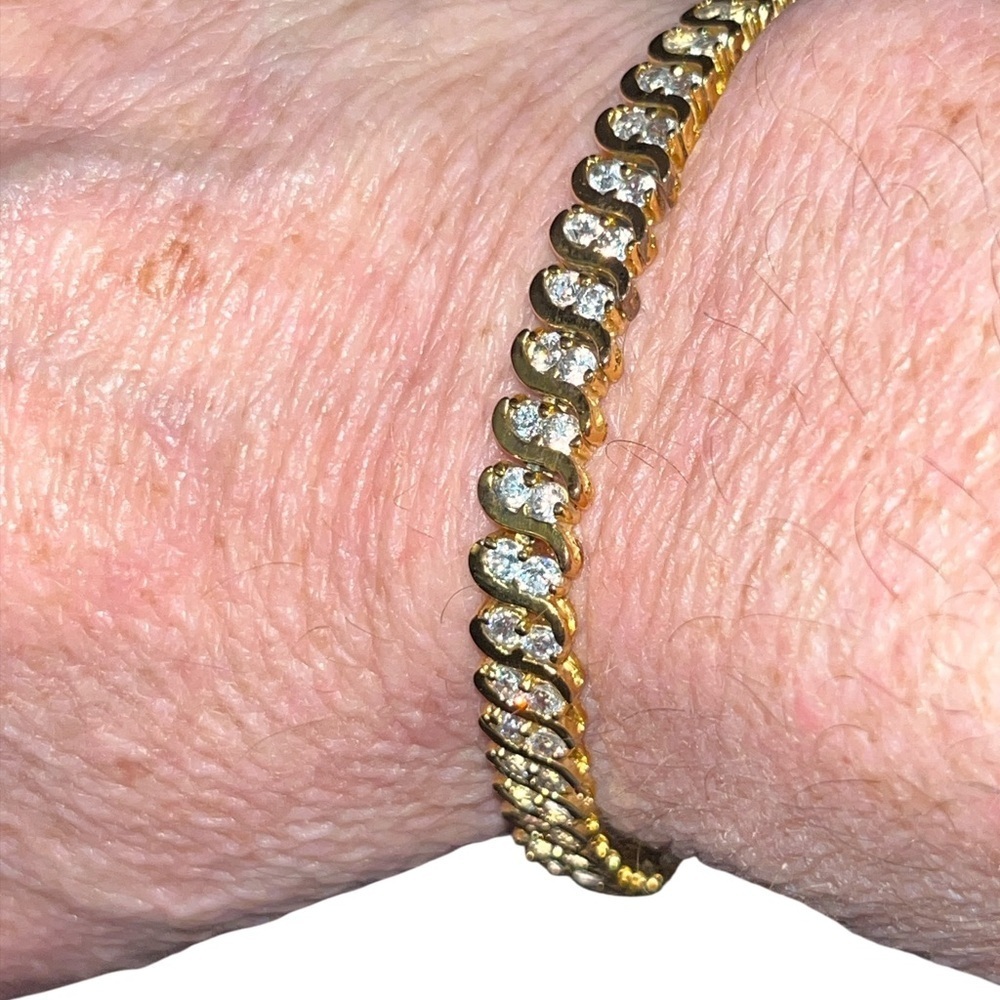 Beautiful CZ Gold and Silver Women's S Tennis  Bracelet - Picture 5 of 6